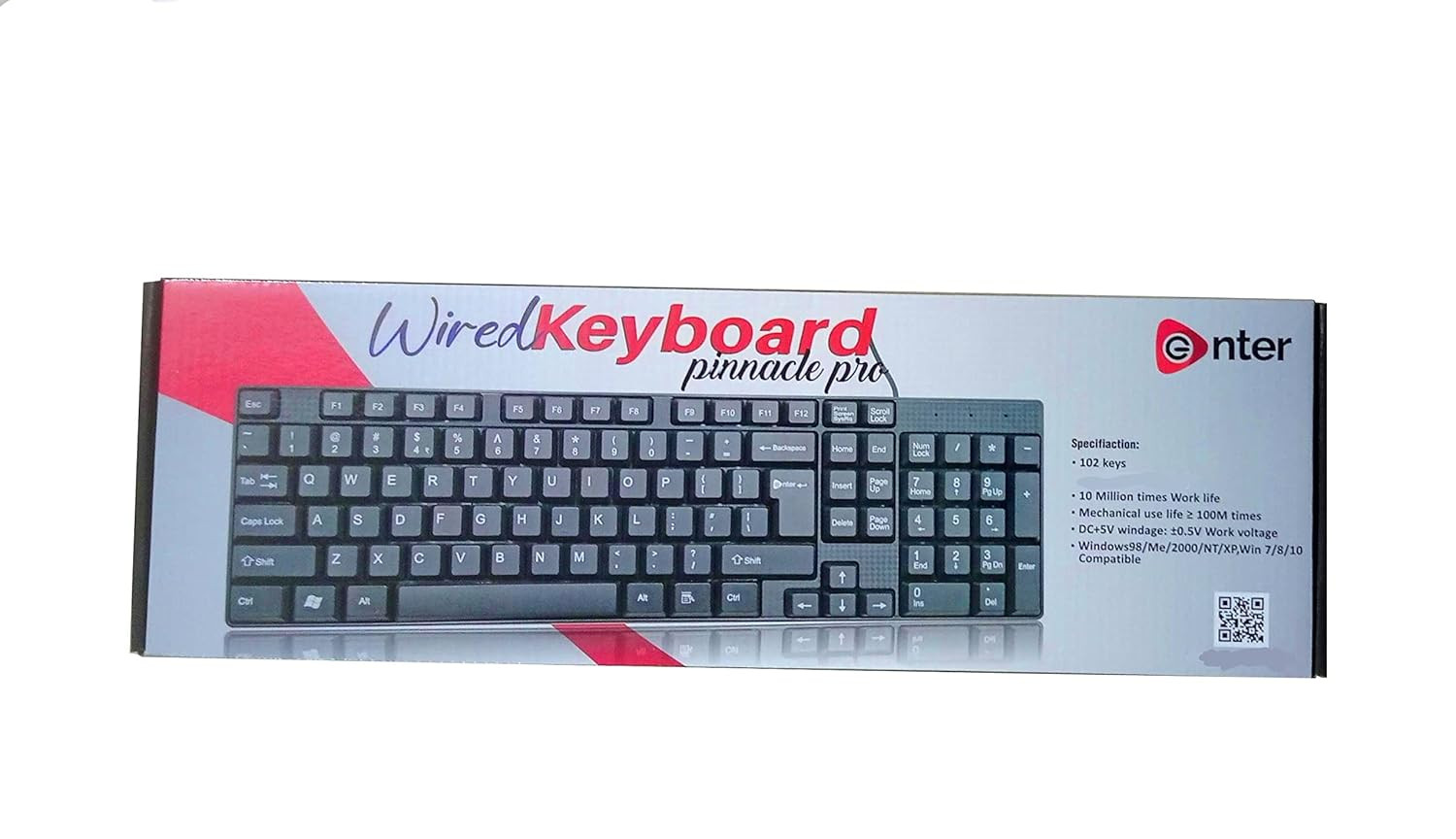 Enter Pinnacle Pro Wired USB Keyboard (Black Color)